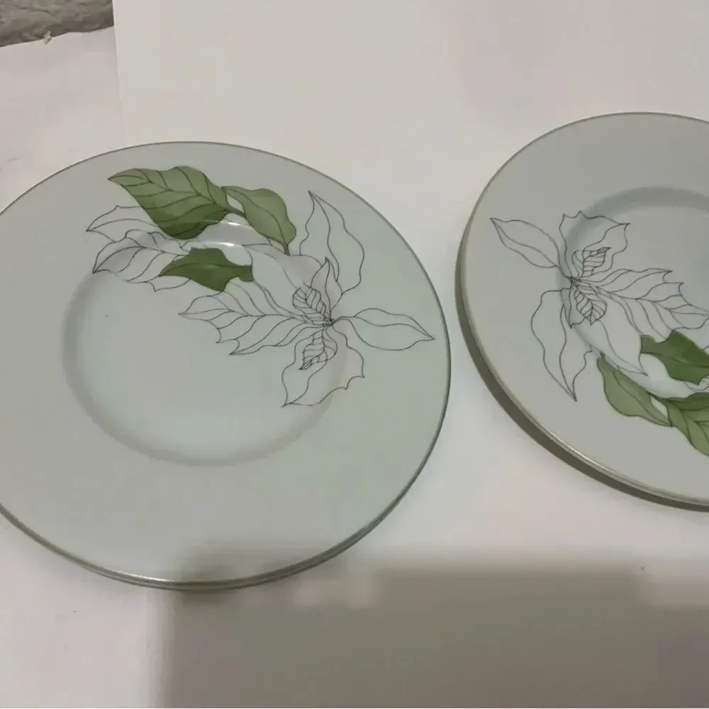 2 Block Spal 6” BREAD & BUTTER Plate Poinsettia Christmas Mary Lou Goertzen